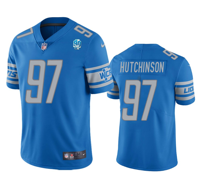 Detroit Lions #97 Aidan Hutchinson Blue 2023 90th Anniversary Vapor Untouchable Limited Stitched Jersey